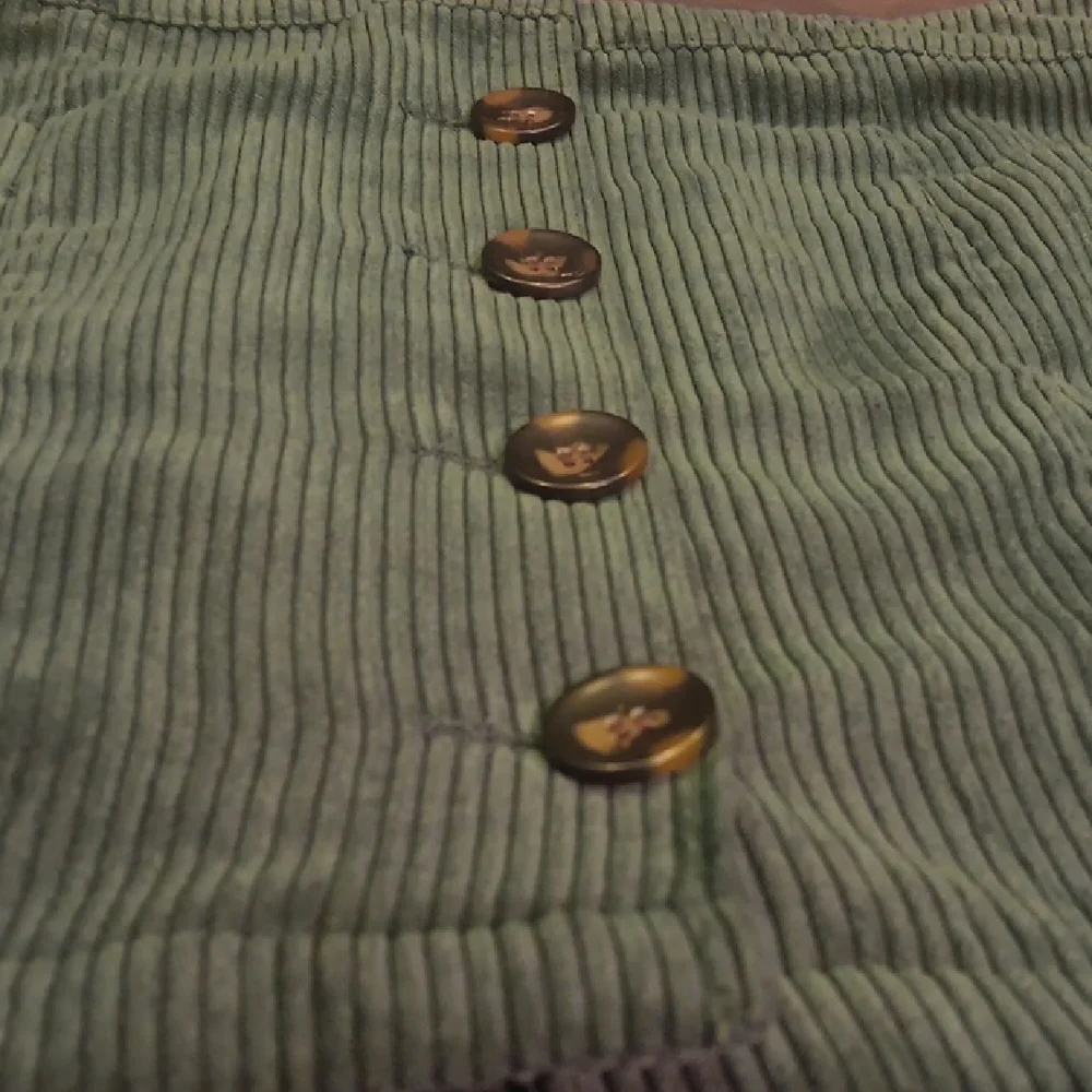 Topshop Dark Green Corduroy Button Front Mini Skirt